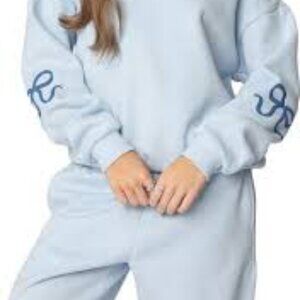 Edikted Bonney Bow Detail Hoodie Blue